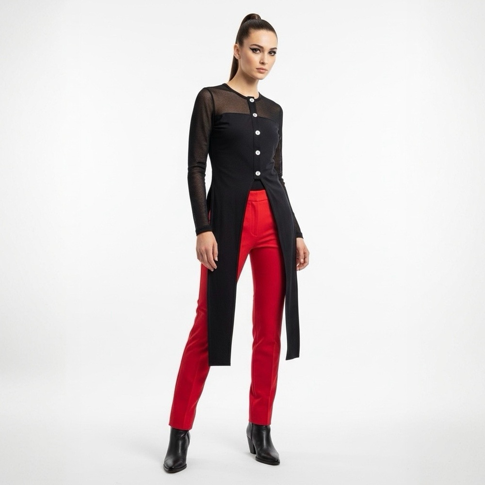 🖤 Tokio Kumagai Black Mesh Tuxedo Tail Top